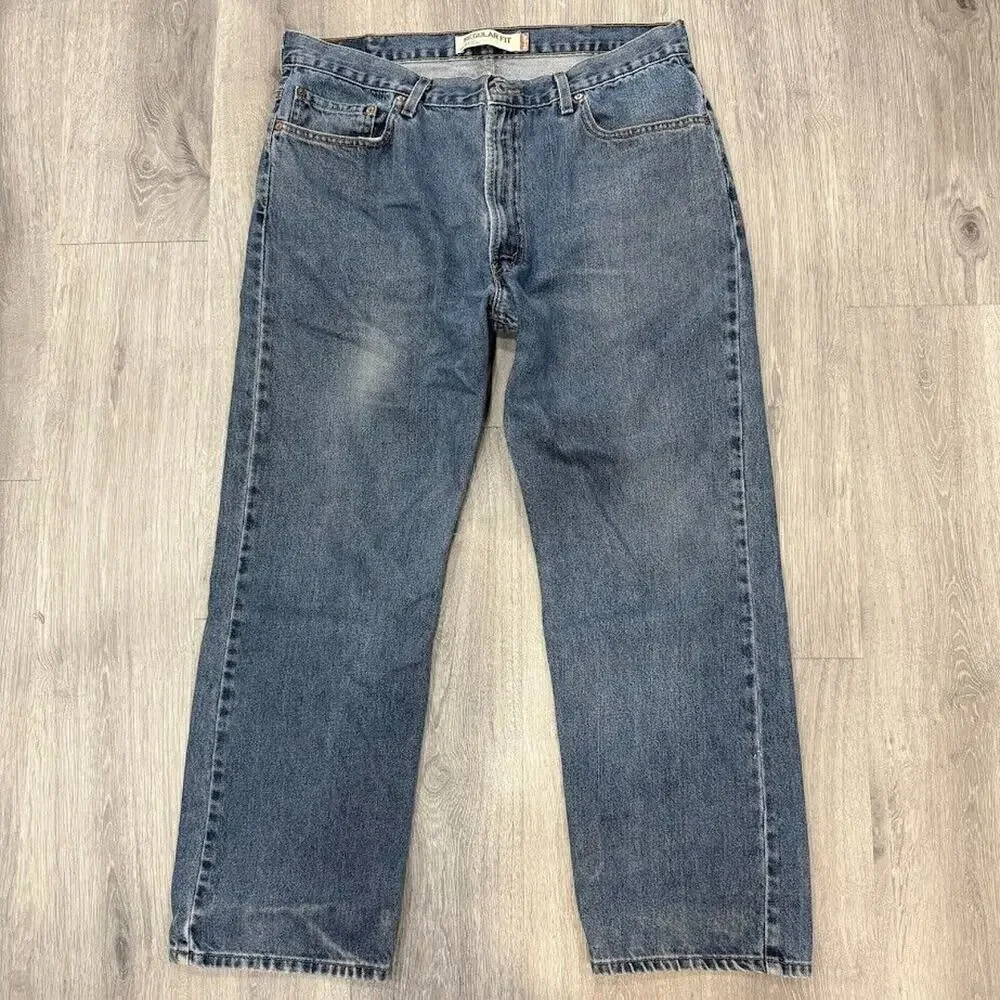 Levi's 505 Regular Fit Jeans Y2k Red‎ Tags 38x30 Blue Actual 36x29